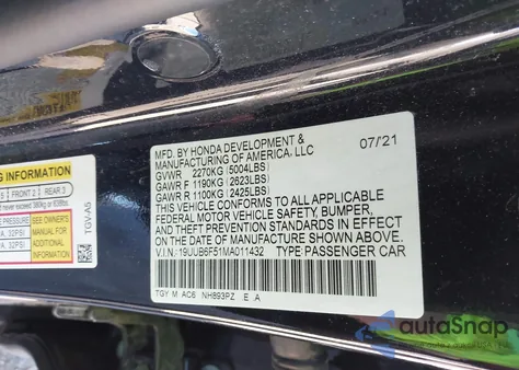 2021 Acura Tlx A-Spec Package z USA, uszkodzony, nr VIN 19UUB6F51MA011432